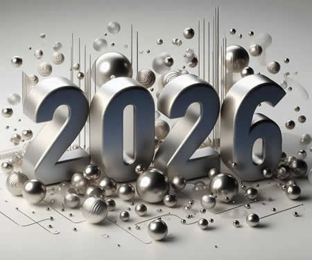 Image avec 2026 en 3D en argent