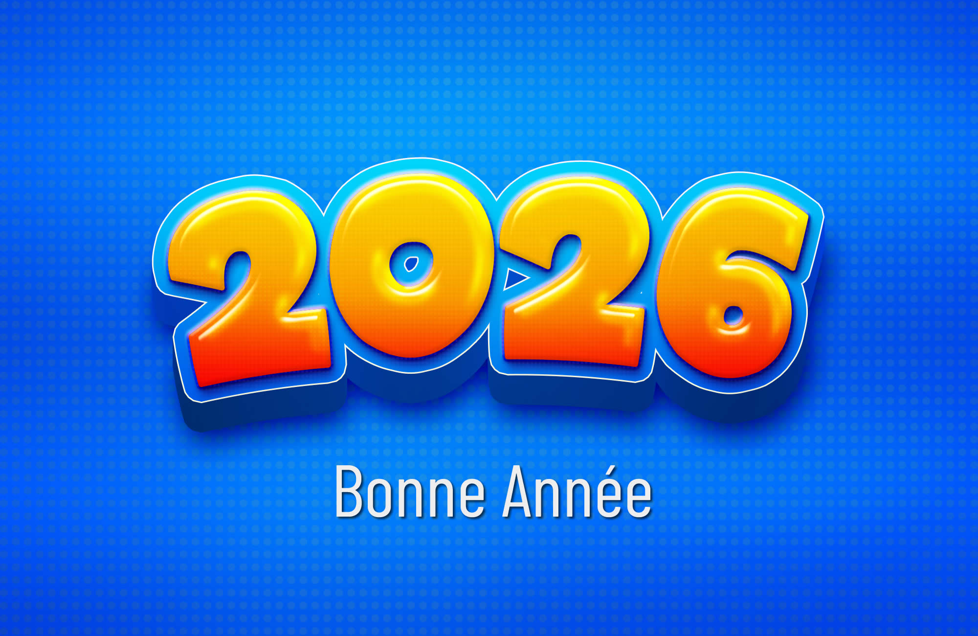 Image Bonne Année 2026 orange avec fond bleue