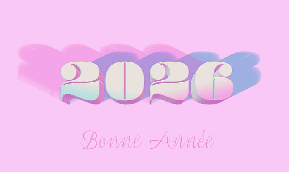 Image Bonne année 2026 en 3D avec réflexion