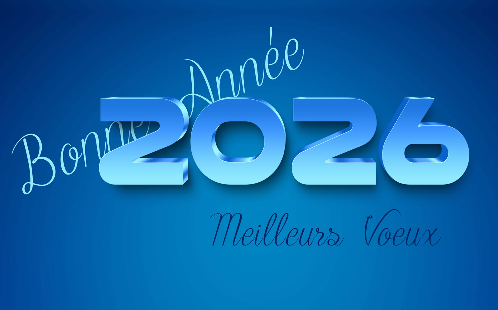 Bonne Année 2026 en 3D, couleur bleu clair