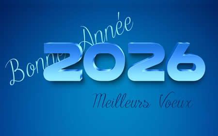 Bonne Année 2026 en 3D, couleur bleu clair