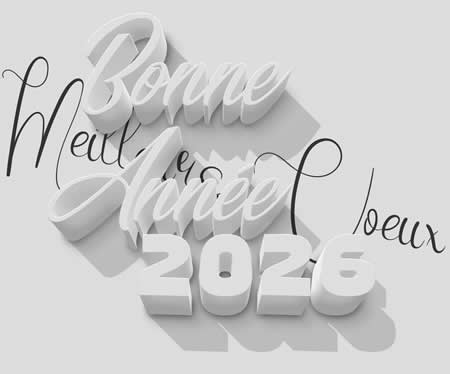 Image Bonne Année 2026 en 3D, couleur blanche