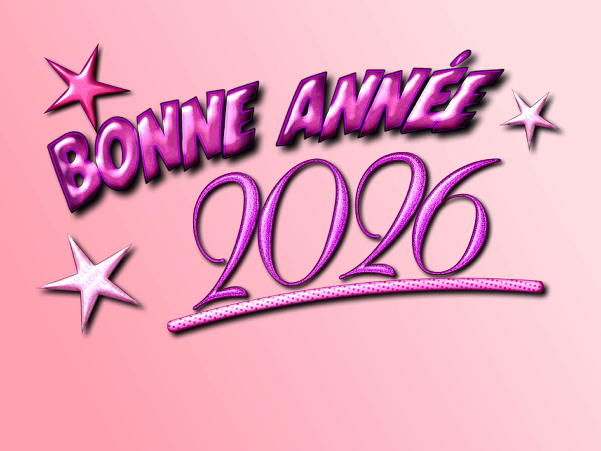 Image bonne annèe 2026 rose avec des etoiles