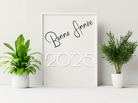 bonne année 2025 image en 3D avec les plantes