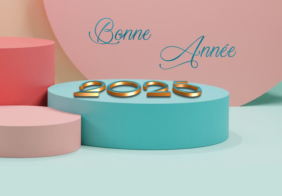 Image bonne année 2025 rose pastel