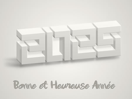 Cartes de vœux 2025 3D de couleur blanche