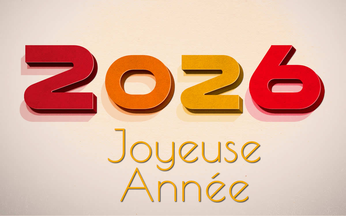 Image joyeuse année 2026 orange