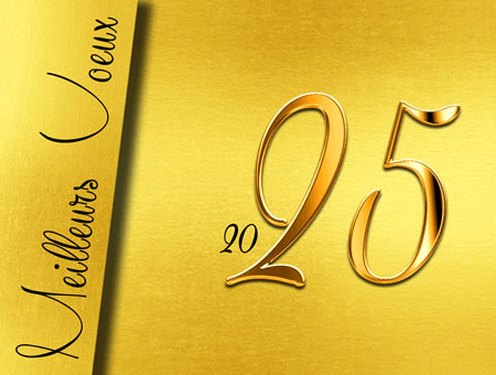 Meilleurs voeux 2025 or etincelant