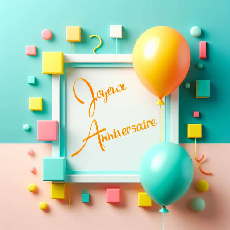 Image avec des ballons colorés avec du texte joyeux anniversaire